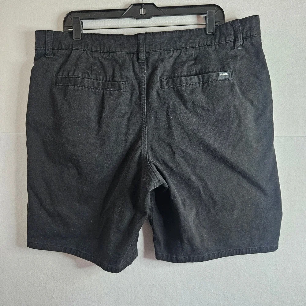 RSQ Mens Mid-Length Chino Shorts Black Size 38 Cotton Stretch Casual Flat Front
